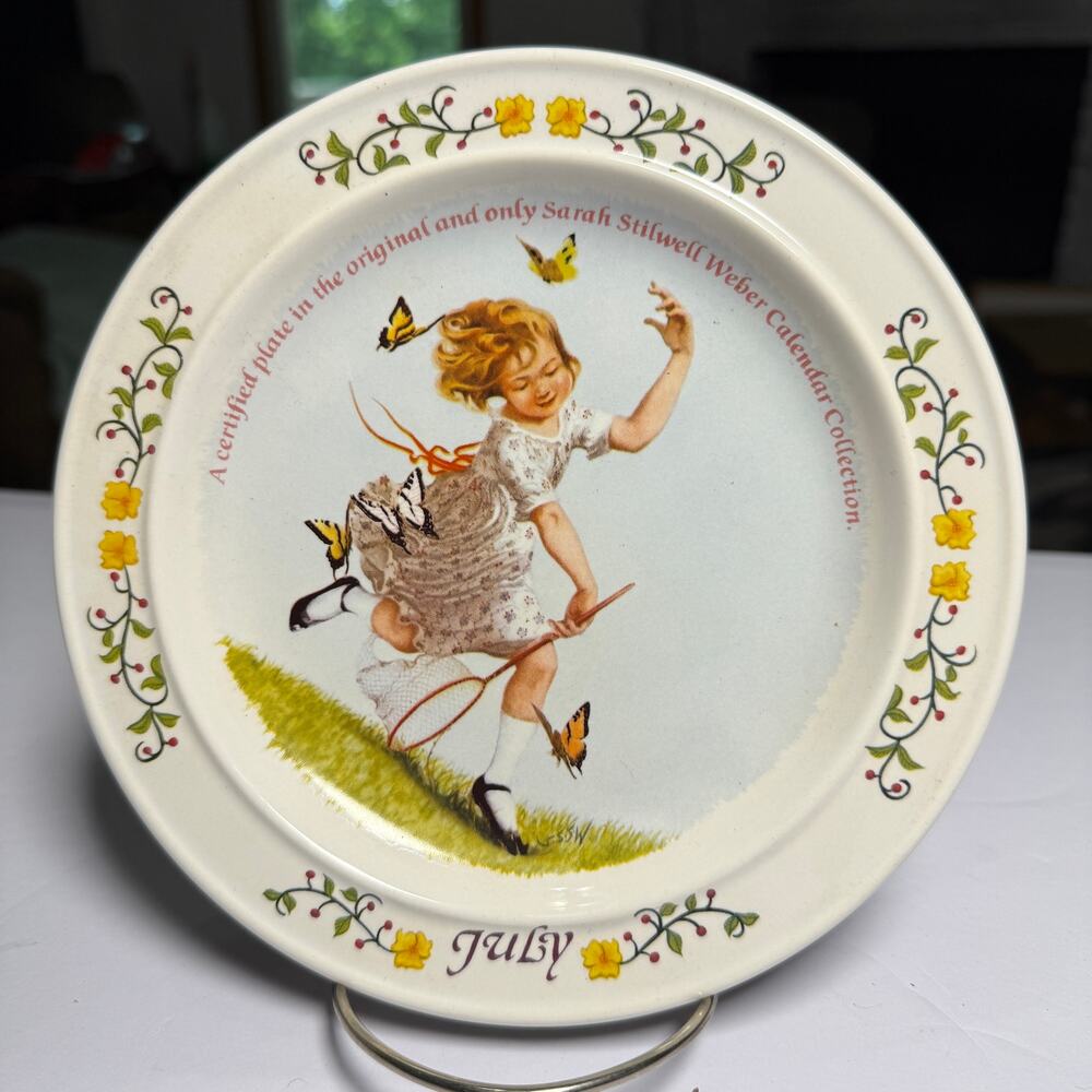 Newell Pottery Co JULY plate 7.25" Months Of The Year Numbered Vintage 1984